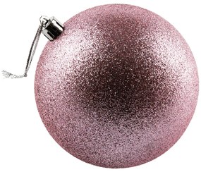 DECOLED Plastová koule, prům. 10 cm, jemně růžová, 6 x glitter