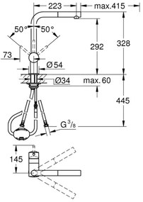 GROHE 32168000 - Drezová batéria A lesklý chróm