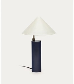 Tmavomodrá stolová lampa s kovovým tienidlom (výška 42 cm) Shiva – Kave Home