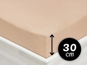 Jersey napínacie prestieradlo na vysoký matrac JR-033 Béžové 140 x 200 - výška 30 cm