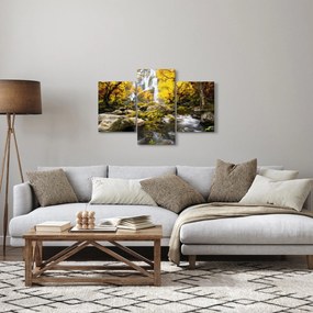 Obraz - Vodopády v jesennej krajine, žlté (90x60 cm)