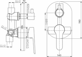 Mereo Mereo, Vaňový set Zuna s dvojcestnou podomietkovú batérií, MER-CB650VZ1