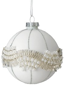 SKLENENÁ VIANOČNÁ BANKA NA STROMČEK SADA 4 KS (FI) 8 CM BIELA