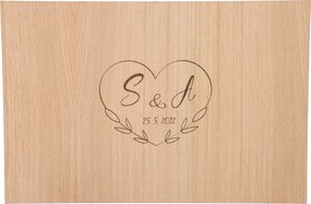 ČistéDrevo Drevená svadobná ceduľa na podpisy dub - srdce
