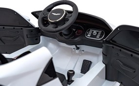 Ramiz Aston Martin DBX na batérie pre deti Biely + diaľkové ovládanie + EVA + pásy + pomalý štart + LED zvuk