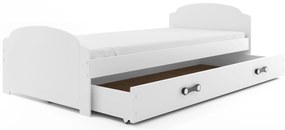 Interbeds Jednolôžková posteľ Lili2 biela pre teenagerov 200x90 s matracom a šuplíkom - biela