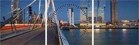 Obraz - Súmrak v Rotterdame, Holandsko (s hodinami) (90x30 cm)