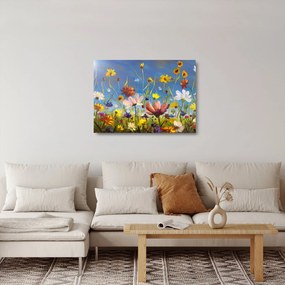 Maľovaný sklenený obraz rozkvitnutej lúky (70x50 cm)