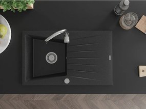 Mexen Cesar - drez granitový 77,5x47,0cm, 1-komorový, čierna-strieborná, 6514771010-73