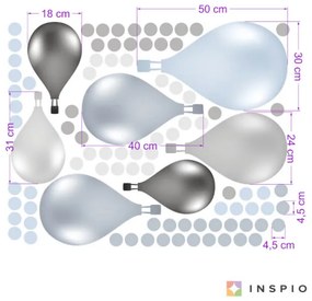 Samolepiace balóny v nórskom štýle v modrej farbe