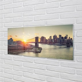 Obraz na akrylátovom skle Bridge river svitania 120x60 cm