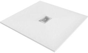 Mexen Hugo, štvorcová sprchová vanička SMC 100 x 100 cm, biela, oceľová krytka, 42101010-X