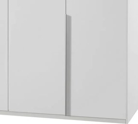 Šatníková skriňa New York D, 225 cm, biela/biely lesk