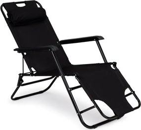 Ležadlo s opierkou hlavy, skladacia konštrukcia, čierne