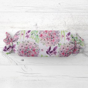 Biante Vankúš valec bonbon Sandra SA-385 Ružové cibuľové kvety na bielom 15x80 cm