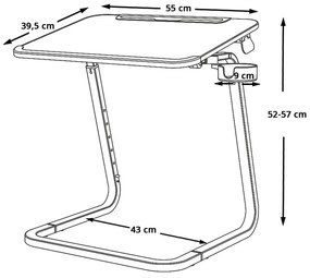 Stolík na raňajky s nastaviteľnou výškou a stojanom na tablety, čierny