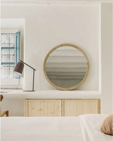 Nástenné zrkadlo s dreveným rámom ø 100 cm Alum – Kave Home