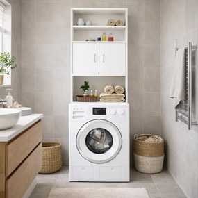 Vysoká skrinka nad práčku SILKE, 185x63x20cm, biela Casaria