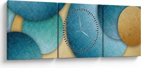 Obraz abstrakcie kruhy (s hodinami) (90x30 cm)