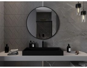 Mexen Loft, okrúhle kúpeľňové zrkadlo 90 cm, farba rámu čierna matná, 9850-090-090-000-70