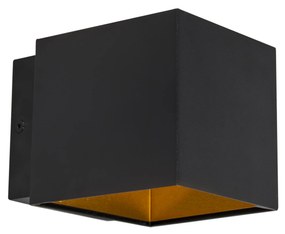 Dizajnová nástenná lampa čierna/zlatá vrátane LED - Caja