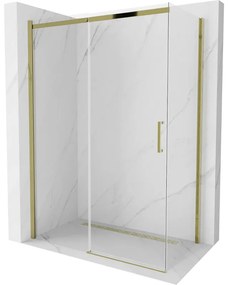 Mexen Omega sprchová kabína, posuvné dvere 130 x 70 cm, transparentnéné, zlatá - 825-130-070-50-00