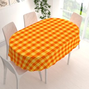 Biante Bavlnený oválny obrus Olivia OL-003 Oranžovo-žltá kocka veľká 100x140 cm