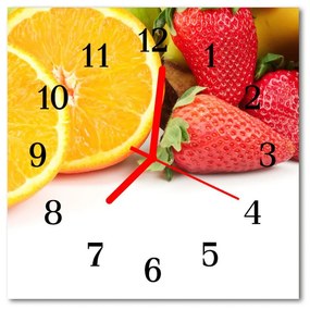 Sklenené hodiny štvorcové Ovocie 30x30 cm