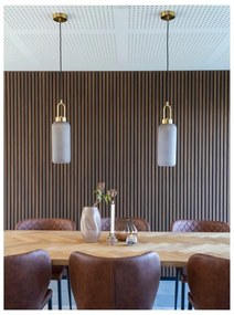 Závesné svietidlo v zlatej farbe so skleneným tienidlom ø 13 cm Luton – House Nordic