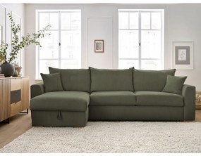 Zelená menčestrová rozkladacia rohová pohovka (variabilná) Augustin – Bobochic Paris