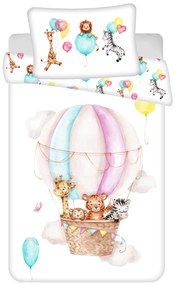 Jerry Fabrics Obliečky do postieľky 100x135 + 40x60 cm - Zvieratá "Lietajúci balón"