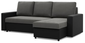 Rohová rozkladacia sedacia súprava LUNA Sivá/čierna II