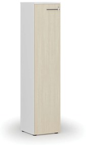 Úzka kancelárska skriňa PRIMO WHITE, 1781 x 400 x 420 mm, biela/breza