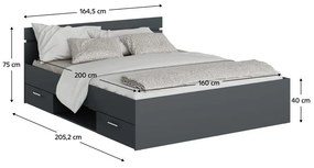 Manželská posteľ 160 cm Michigin (grafit) (s úložným priestorom). Vlastná spoľahlivá doprava až k Vám domov. 1096903