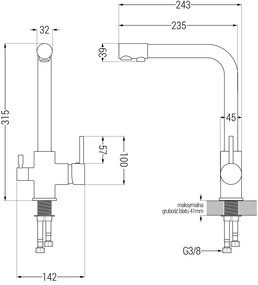 Mexen Milo, granitový drez 435x410x171 mm, 1-komorový a zlatá batéria Duero, biela, 6505-20-671600-50