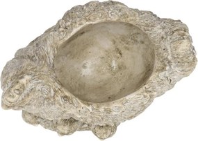 Šedý antik cementový kvetináč sliepky s kuriatkami - 21*16*19 cm