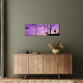 Obraz - Siluety zvierat (s hodinami) (90x30 cm)