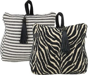 Krémovo-čierna bavlnená dverná zarážka Zebra - 10*21*17cm