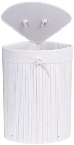 Rohový kôš na bielizeň 60 l bambusový biely