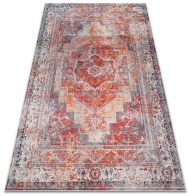 ANDRE 1684 umývací koberec vzor rámu, vintage protišmykový - červený Veľkosť: 160x220 cm
