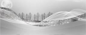 Obraz - Strieborná krajina (120x50 cm)