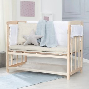 Kolíska v prírodnej farbe s úložným priestorom a baldachýnom 90x45 cm Liebhabär – Roba