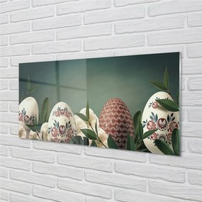 Sklenený obraz Listy vajcom kvety 140x70 cm