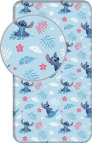 Jerry Fabrics Bavlnené napínacie prestieradlo 90x200 + 25 cm - Lilo and Stitch "Blue"