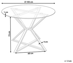 Okrúhly jedálenský stôl so sklenenou doskou ⌀ 105 cm strieborný BOSCO Beliani