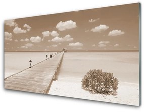 Obraz na skle More most krajina 100x50 cm