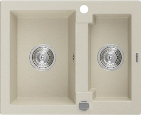 Mexen Carlos, granitový drez 582x475x177 mm, 1,5-komorový, béžová, 6518581500-69