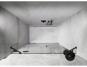 Mexen Lunar, ľavé otočné sprchové dvere 155 cm, 8mm číre sklo, grafitový profil, 834S-155-050-95-00-L