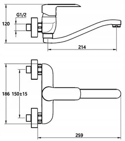 Invena Siros, nástenná drezová batéria, chrómová, BC-90-001-A