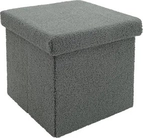 Štvorcový taburet Tobias, šedá kučeravá látka%